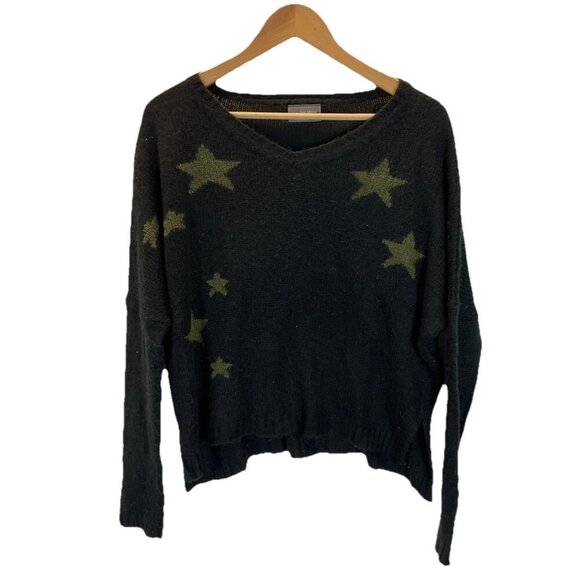 WOODEN‎ SHIPS Paola Buendia Sweater S/M Black open knit boxy oversized Stars - Picture 1 of 7